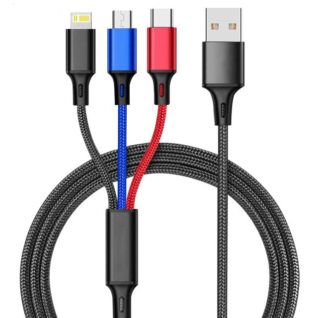 Fast USB Charging Cable Universal 3 in 1 Multi Function Cell Phone Cord Charger