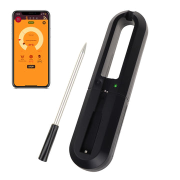 Smart Wireless Meat Thermometer W/ Bluetooth 98.42ft Range IP67 Waterproof Grade for Oven, Grill, Smoker, Kitchen, BBQ