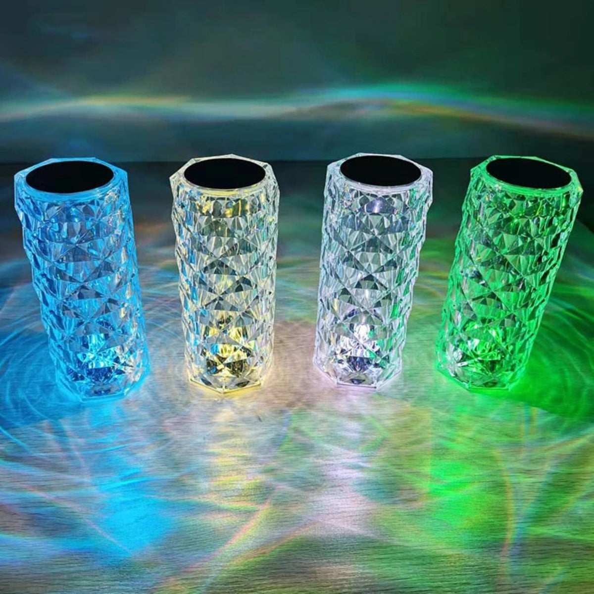 Romantic Bedroom Decor 16 Colors Changing with Remote Control USB Rechargeable LED Crystal Table Lamp