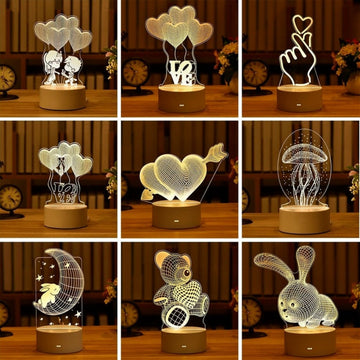 USB ABS Acrylic 3D Table Night LED Warm Lamp Light