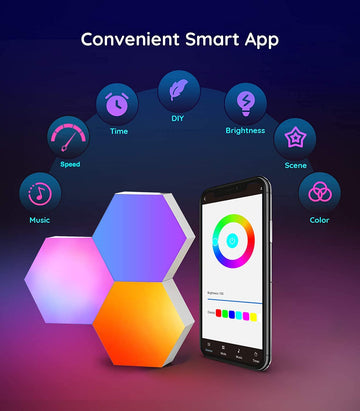 ABS Smart Phone WIFI App Controlled Aurora Colorful Hexagon Lights