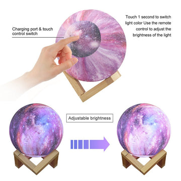 PVC + ABS Polymer Lithium Battery Colorful Starry Sky Moon Lamps