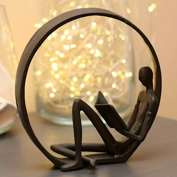 Iron Reader Figurine To Read A Book Table Decoration Serene Reader Sculpture