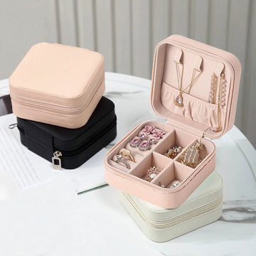 Travel Jewelry Case Boxes Portable Leather Storage