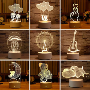 USB ABS Acrylic 3D Table Night LED Warm Lamp Light