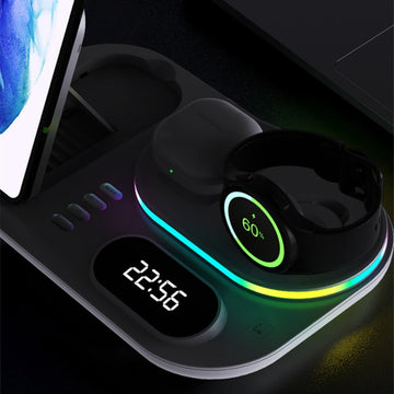 RGB Wireless Charger Dock 4 in 1 Charging Station Compatible with Apple Airpods iPhone