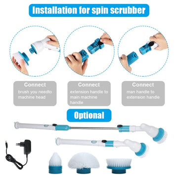 Electric Spin Scrubber Wireless Electric Spin Cleaner with 3 Brush Heads