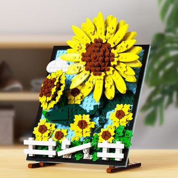 Building Blocks 3D Drawing Sunflower Home Decoration Artistic Bricks