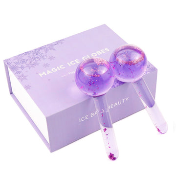 Beauty Ball Ice Hockey Face Massager Skin Care Crystal Glass 2 Pieces Ice Wave Stick