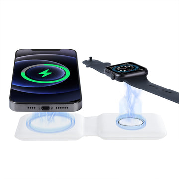 Magnetic and Foldable 2 in 1 Wireless Charger Pad Duo Travel Charger for Multiple Devices