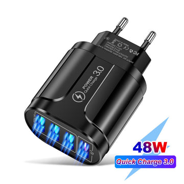 45W USB Fast Charger with 4 Ports US Plug Adapter