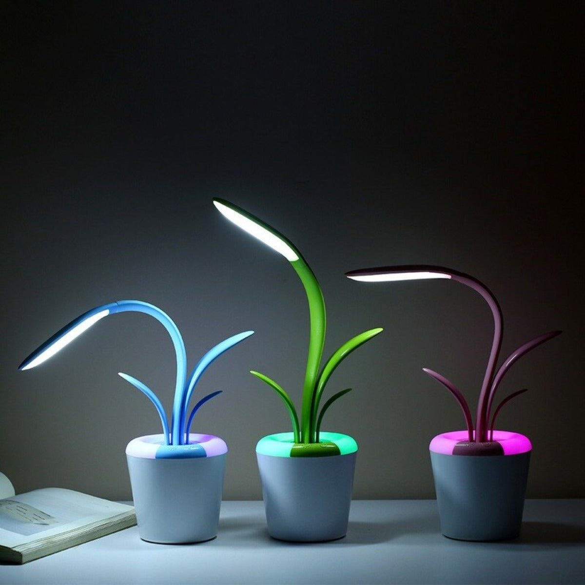 LED USB Charging Touch Switch Dimmable Reading Eye Protection Table Lamp Flowerpot