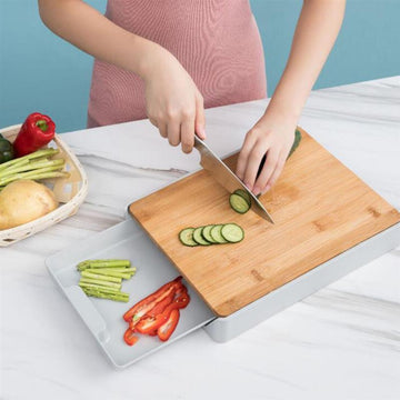 Drawer-Type Bamboo Environment Friendly Cutting Board with Containers