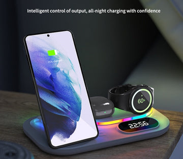 RGB Wireless Charger Dock 4 in 1 Charging Station Compatible with Apple Airpods iPhone