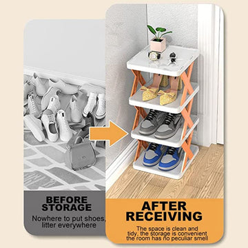 Easy-assembled 4 Layers Stackable Space-Saving Closet Shoe Rack