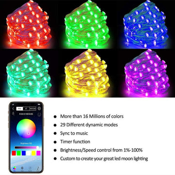 Christmas Tree Decor Smart LED Mobile Phone App Copper Wire Light Remote Control