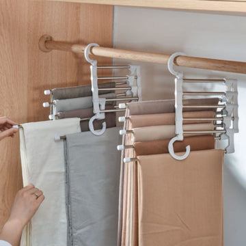 Retractable Folding Clothes Organizer Stainless Steel Pants Rack