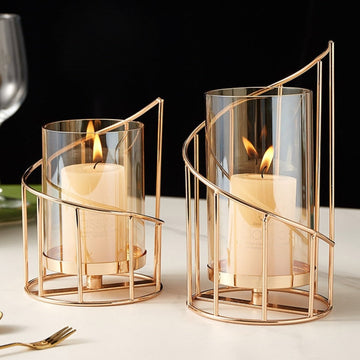 Decorative Candle Holder Stand Metal Tea Light with Removable Glass Cover