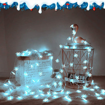 Plastic, Copper Wire and LED Bulbs Frozen Snowflakes Lights