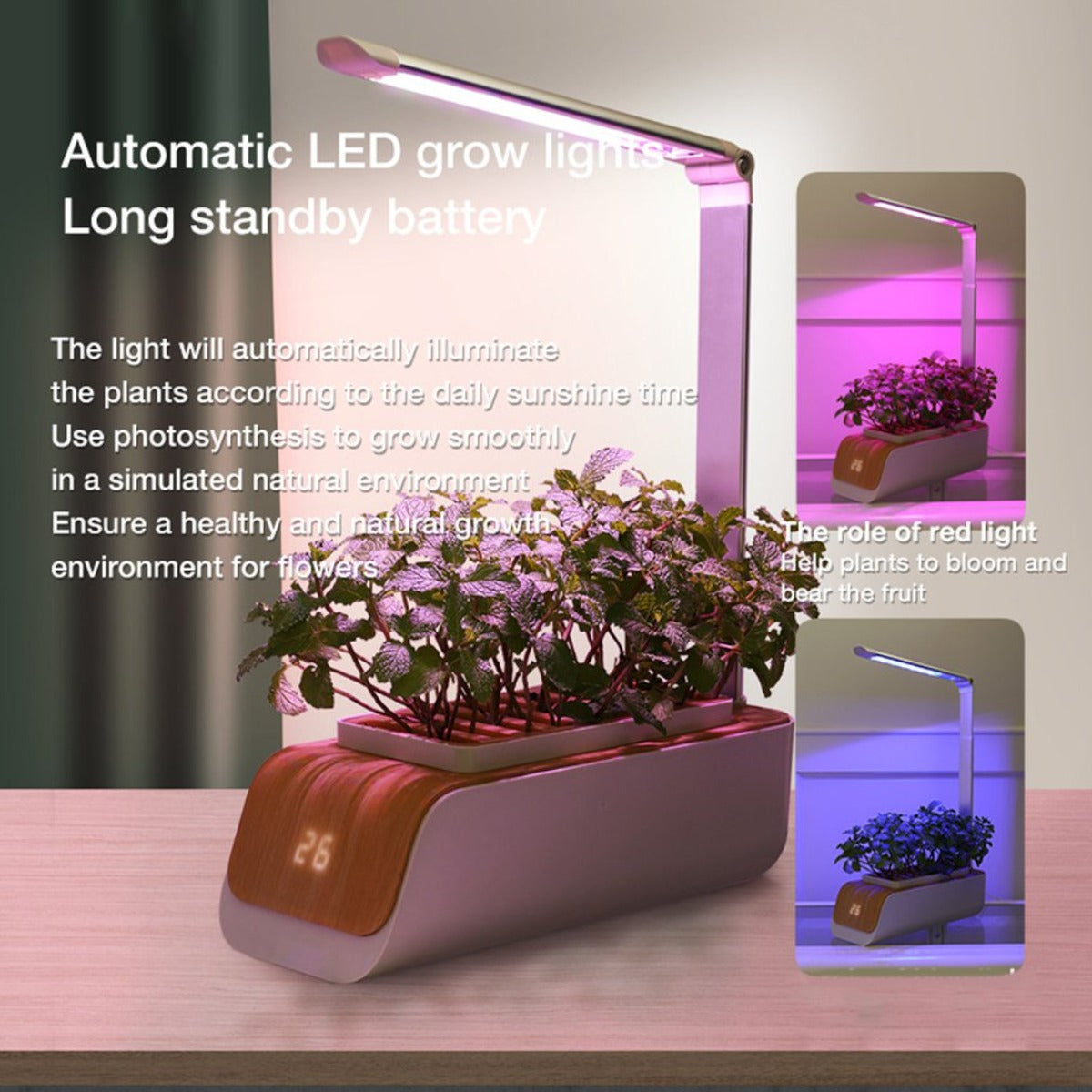 Indoor Herb LED Grow Hydroponic Growing System Family Farm Nursery Smart Flower Pot