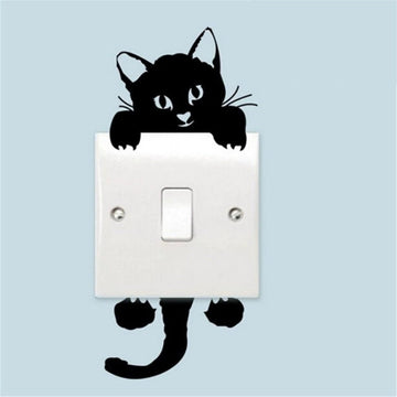 Anti-oil fouling Diy Black Funny Cute Cat Wall Stickers