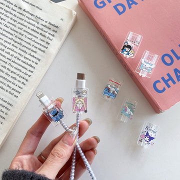 USB Cartoon Transparent Soft TPU Sleeve Data Line Cord Data Cable Protective