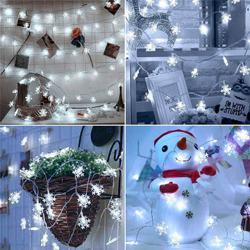 Plastic, Copper Wire and LED Bulbs Frozen Snowflakes Lights