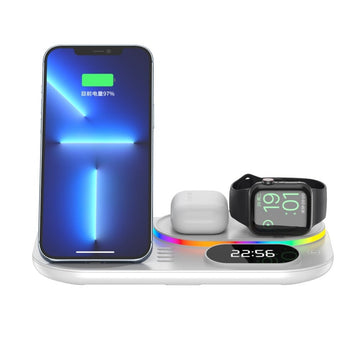 RGB Lighting 4 In 1 Led Time Wireless Charger 30w Fast Charging