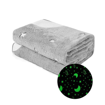 Microfiber Rectangle Stars Moon Glow in the Dark Throw Blanket