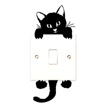 Anti-oil fouling Diy Black Funny Cute Cat Wall Stickers