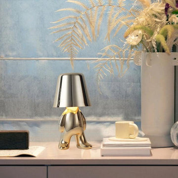 LED Small Golden Man Muse Little Wireless Portable Rechargeable Table Lamp