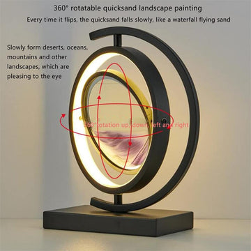 Modern Simple Glass Rotating Desk LED 3D Quicksand Table Lamp