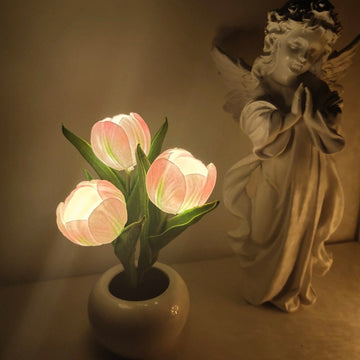 LED Tulip Light With Battery Simulation Flowerpot Potted Desk Table Lamp